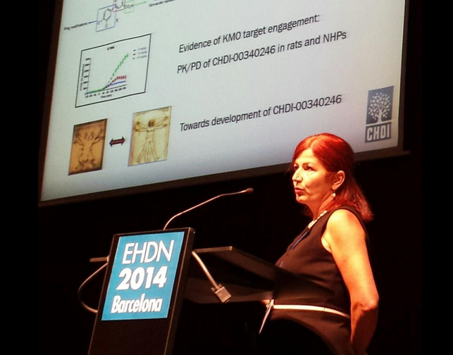 Letitia Toledo-Sherman of CHDI Foundation described the development of CHDI's KMO inhibitor drug CHDI246